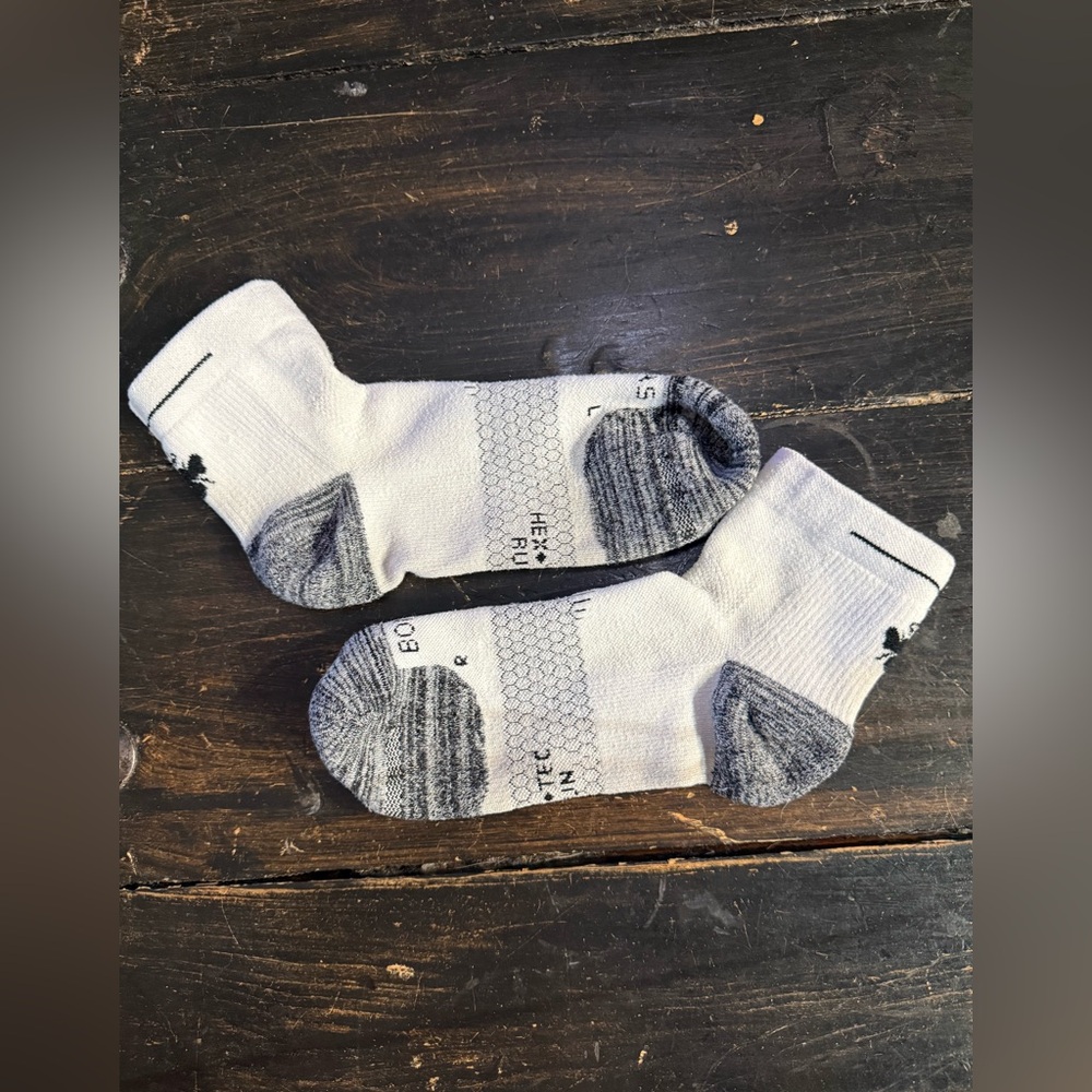 Bombas White and Gray Athletic/ running Socks